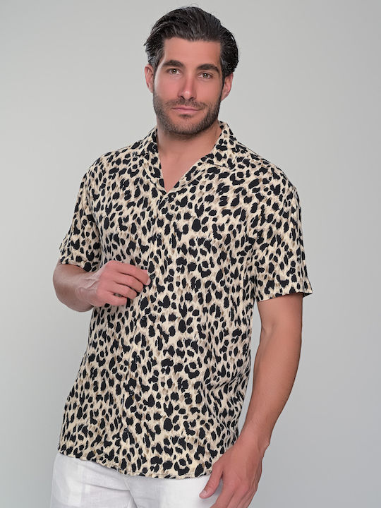 Leopard Short Sleeve Shirt Beige