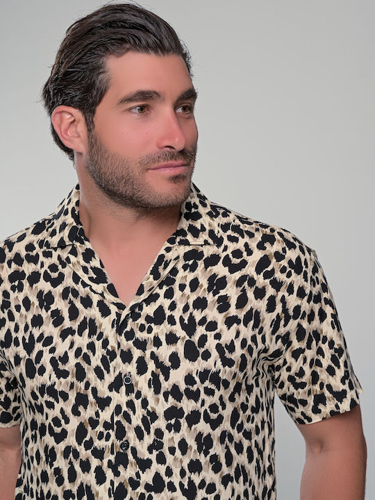 Leopard Short Sleeve Shirt Beige