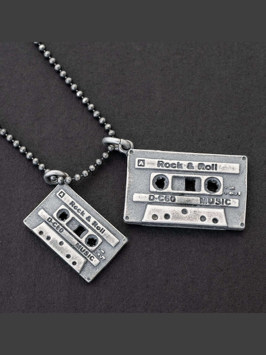 Men's Pendant Casette Handmade Silver 925 Chain Roll 50cm