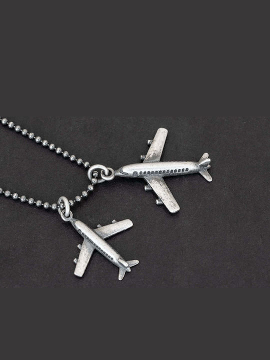 Men's Airplane Pendant Handmade Silver 925 Chain Roll 60cm