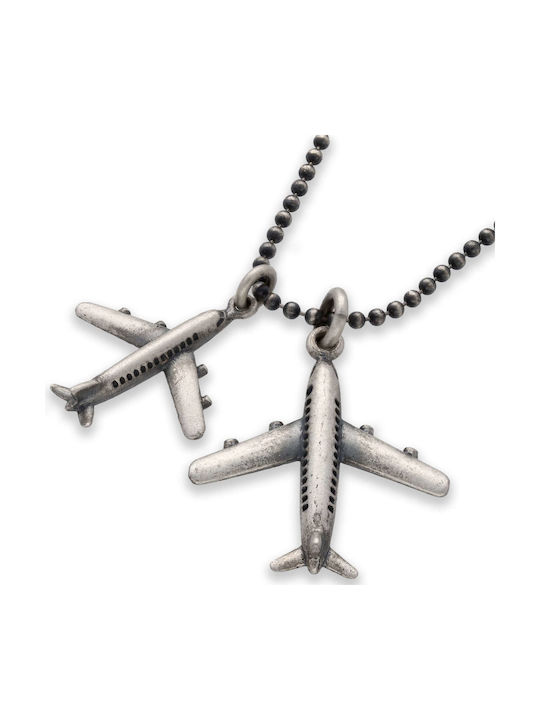 Men's Airplane Pendant Handmade Silver 925 Chain Roll 50cm