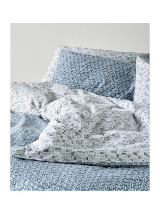 Kentia Kivo Bed Sheets Set Double 240x270cm Blue (4pcs)