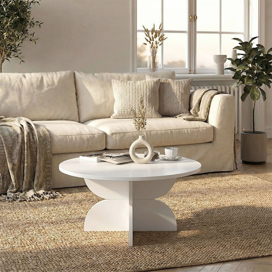 Round Side Table Mara Wooden White W75xL75xH36.8cm