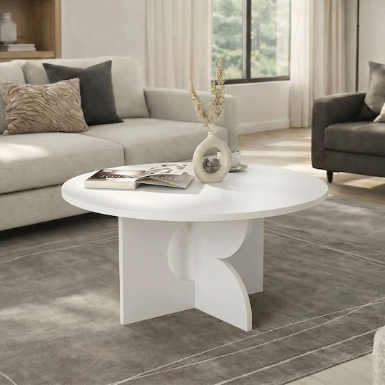 Round Side Table Mara Wooden White W75xL75xH36.8cm