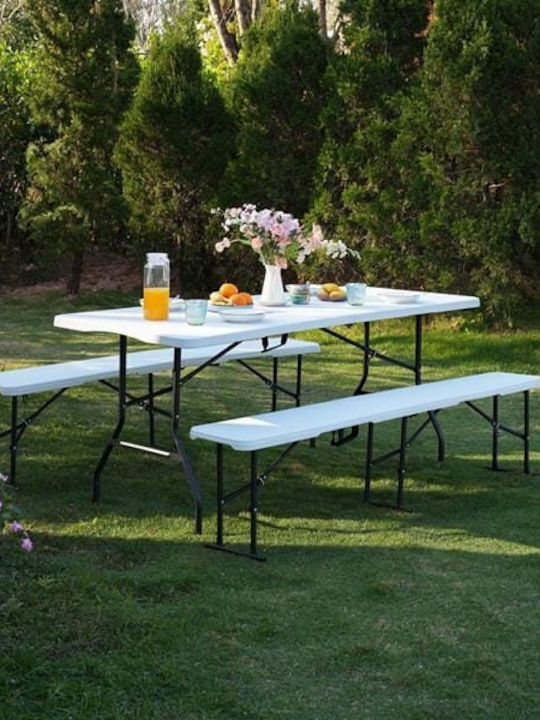 Plastic Outdoor Catering Table Foldable White 91x74x7cm