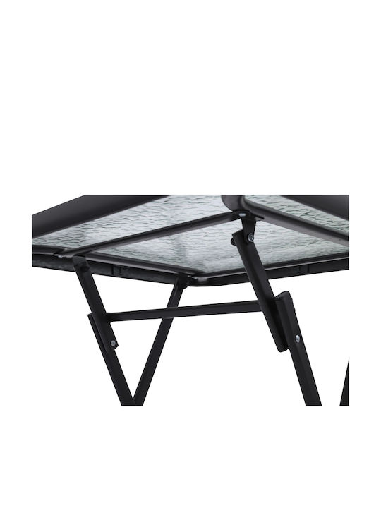 Table for Small Outdoor Spaces Foldable Metal with Glass Surface Gray 60x60x72cm