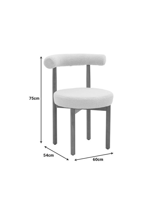 Fenza Dining Chair With Beige Fabric Upholstery 60x54x75cm