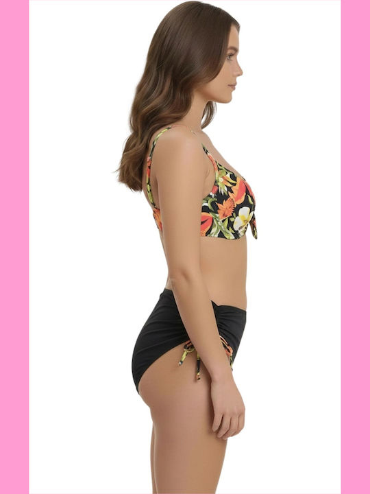 Bikini Set High Waist Floral Black
