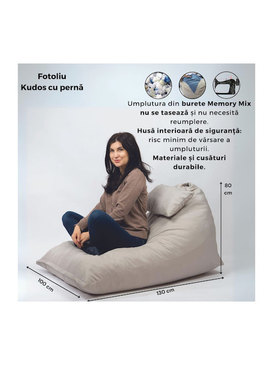 Πουφ Μαξιλάρα Αδιάβροχη Light Gray 130x100x80cm