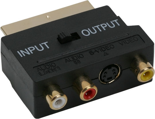 Scart Euro Адаптер Към 3 × RCA S-Video Аудио Видео Конвертор Вход Изход Превключвател