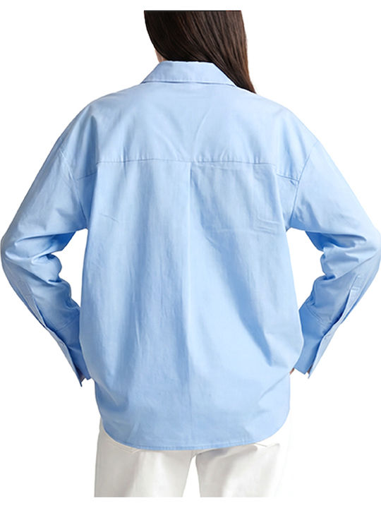 MY T Langärmeliges Damenhemden Hellblau MY T Langärmeliges Damenhemden Hellblau