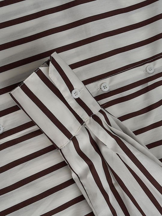 Long Sleeve Women's Shirt White Striped