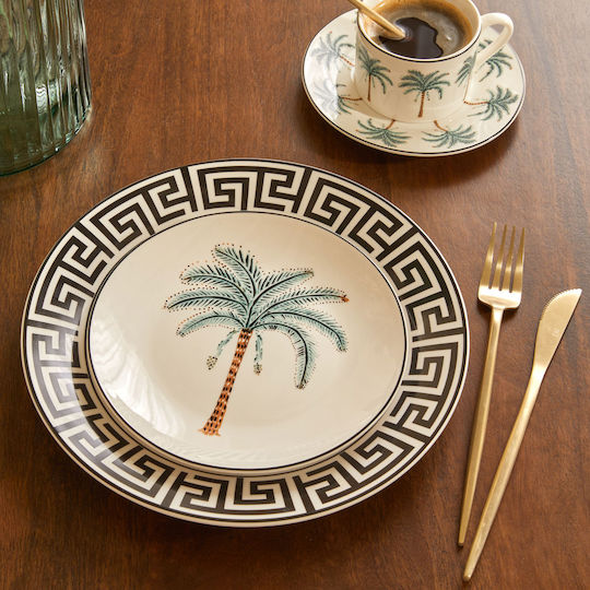 S-d Palm Dessert Plate Porcelain Green Diameter 19cm