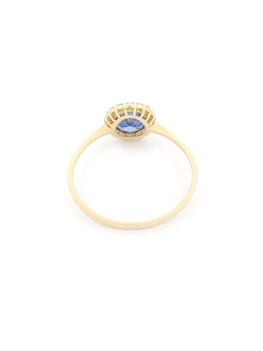 Single Stone Ring Rosette From 14K Gold With Zircon