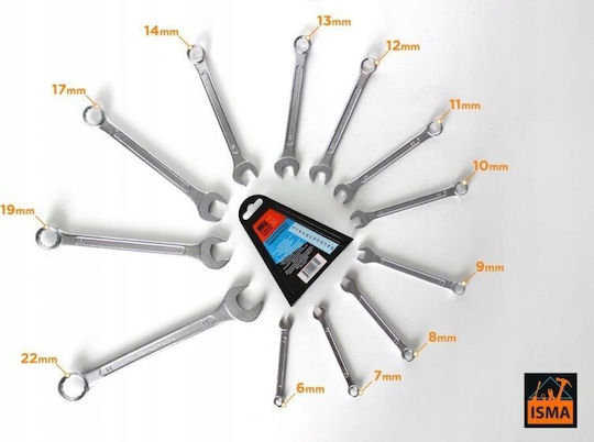 Isma Open-End Wrenches 12 Pieces 6 7 8 9 10 11 12 13 14 17 19 22mm
