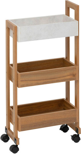 5Five Wooden Kitchen Trolley 3 Tiers 40x20x80cm