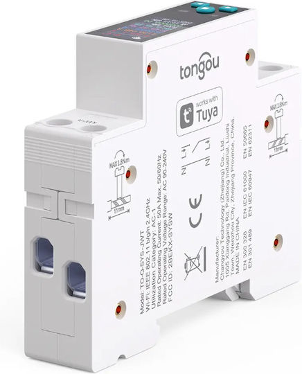 Еднофазен Din Rail Умен Метър Tongou To-q-sys-jwt 50A Tuya Wi-Fi