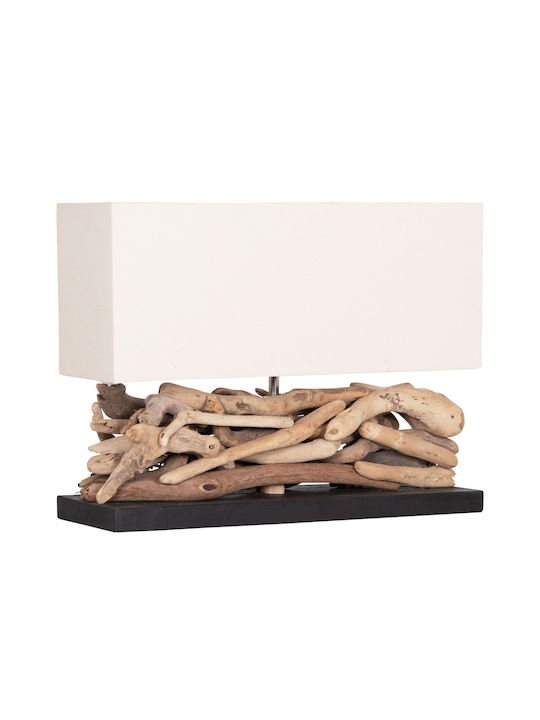 HomeMarkt Twiggy Metal Table Lamp for E27 Socket with White Shade and Brown Base