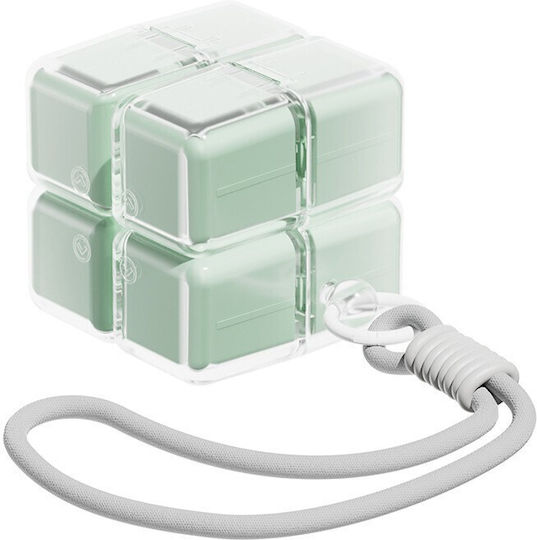 Cutie de Medicamente Flippy Model Cub Rubik cu Curea de Agățat Dispenser Portabil de Pastile Organizator de Pastile Estimat pentru 7 Zile 7,3 X 6 X 6 Cm Verde Deschis
