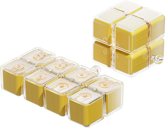 Cutie de Medicamente Flippy Model Cub Rubik cu Curea de Agățat Dispenser Portabil de Pastile Organizator de Pastile Estimat pentru 7 Zile 7,3 X 6 X 6 Cm Galben