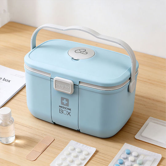 Relaxdays Plastic Medicine Box Light Blue Grey 17x18x28 Cm