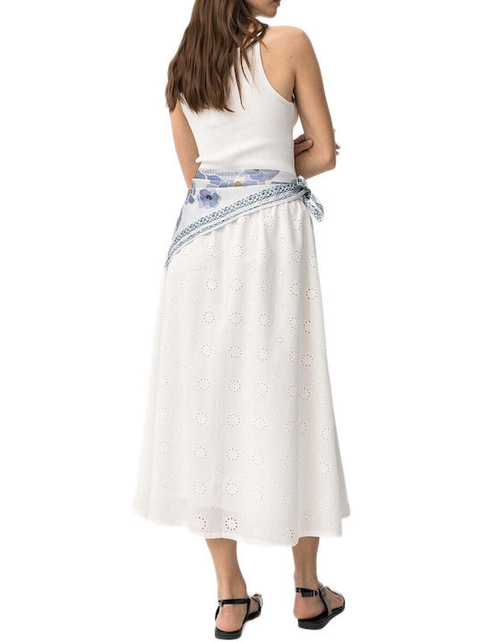 Tiffosi Hoch Taille Maxi Damenrock Weiß