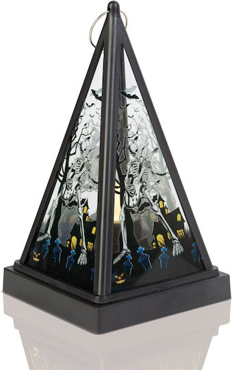 Lampion Led Halloween Schelet Alb Cald Negru Portabil 9,5x9,5x17 Cm 2xaaa