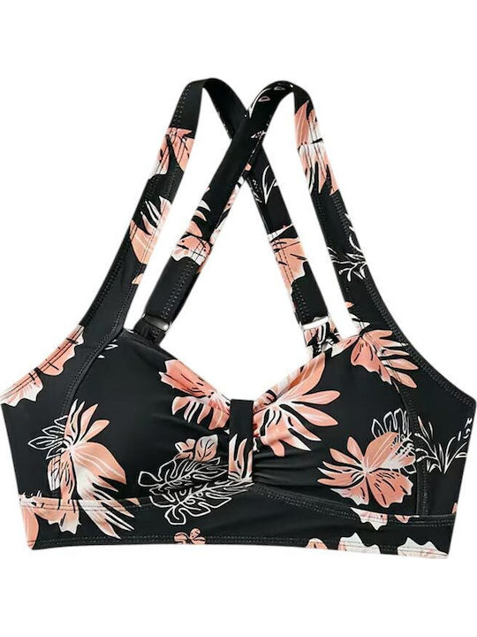 Topuri De Bikini Sutien Sport Floral Negru