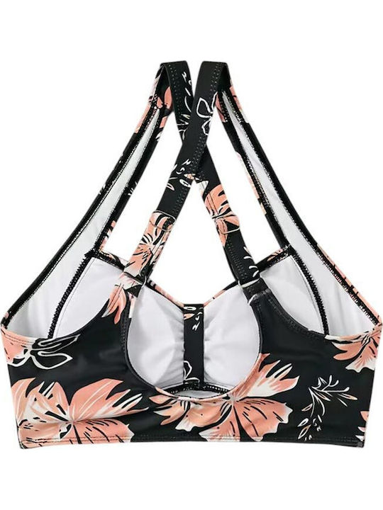 Topuri De Bikini Sutien Sport Floral Negru