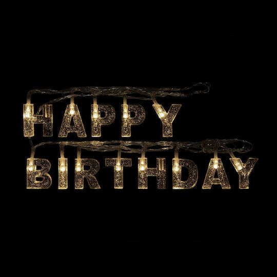 Happy Birthday Anniversary Led 13 Leduri Alb Cald 2 X Aa 2 M Argintiu Sclipici Decorațiuni Pentru Petreceri