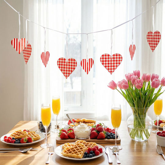 Ghirlandă Inimă 2 M Valentine Roșu Alb Decorațiuni 12 Bucăți Petrecere Romantică