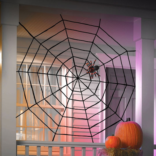 Halloween Decoration Extendable Spider Web 200x200 Cm Black Plush Material