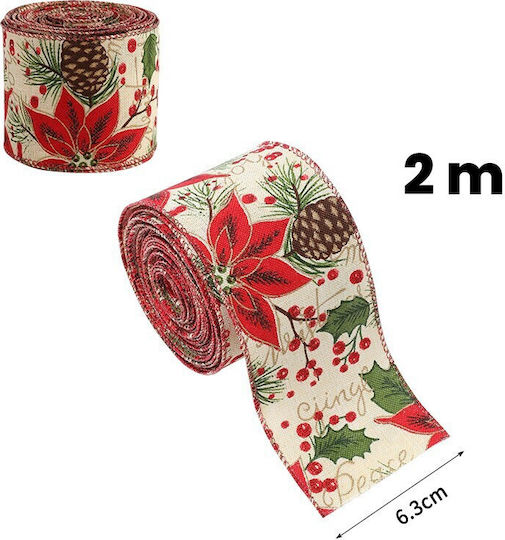 Alista Home Christmas Fabric Ribbon Red 200x6.3cm