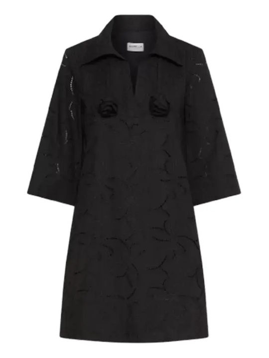 Summer Mini Shirt Dress Black