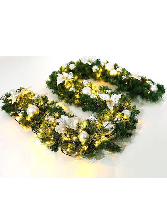 Alista Home Christmas Illuminated Decorated Plastic Silver Garland