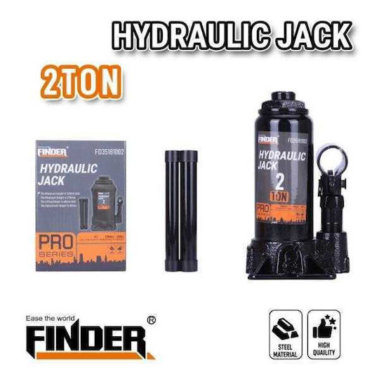 Finder Hydraulic Bottle Jack with Lifting Height up to 27.8cm and Load Capacity up to 2 Tons