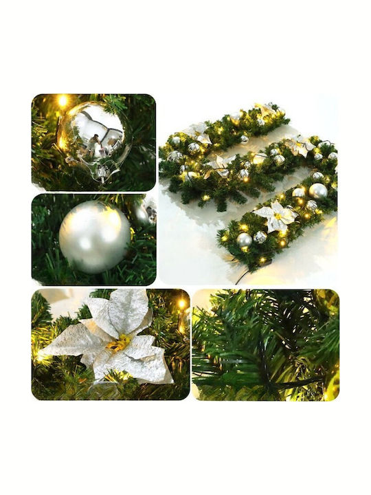 Alista Home Christmas Illuminated Decorated Plastic Silver Garland