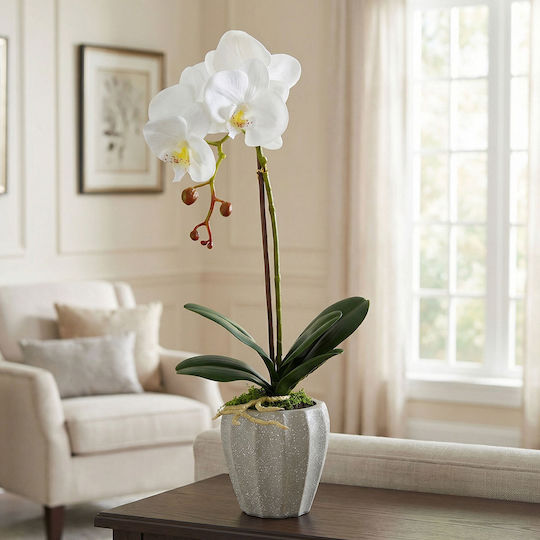 Dekorative Künstliche Orchidee In Topfpflanze Realistische Erscheinung 45 Cm Weiß Rosa Lila