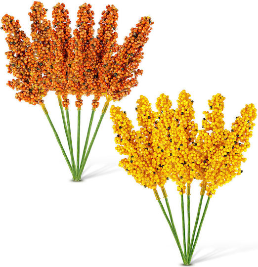Set Ramuri Decorative 18,6 Cm 6 Bucăți Culori Galbene Roșii