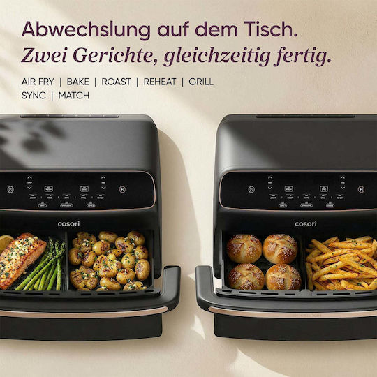 Cosori TwinFry Compact Air Fryer with Wi-Fi & Double Removable Container 8.6l Black