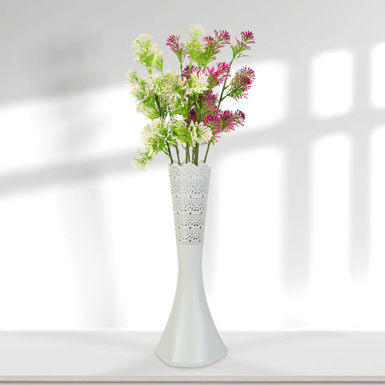 Weißer Dekorative Vase 40 Cm Modern Laser Cut Design Natürliche Künstliche Blumen