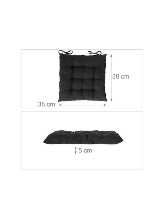 Relaxdays Gartenstuhlkissen Schwarz 4Stück 38x38cm