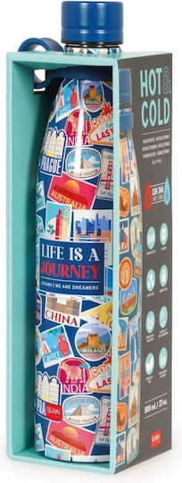 Stickers Bottle Thermos Stainless Steel / Plastic BPA Free 800ml Legami with Handle