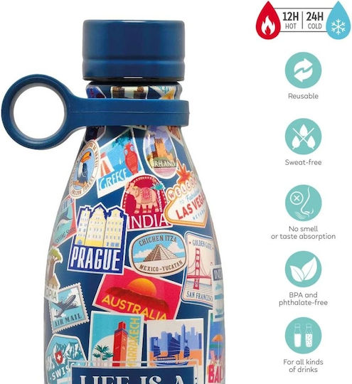 Stickers Bottle Thermos Stainless Steel / Plastic BPA Free 800ml Legami with Handle