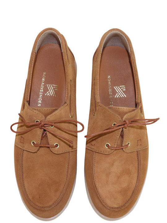 Leather Women's Boat Shoes in Brown Colour