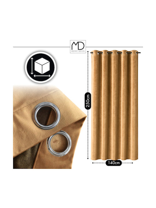 More&Deco Κουρτίνα Συσκότισης με Τρουκς Beige 140x250εκ.