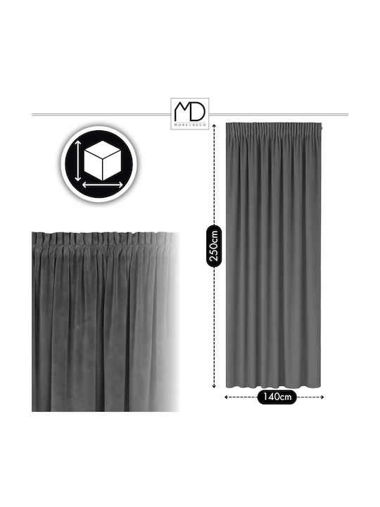 More&Deco Затъмняваща Пердета с Плик с Писалка Сив 140x250см