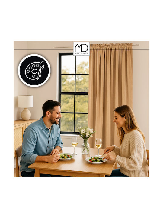 More&Deco Κουρτίνα Συσκότισης με Τρέσα Beige 140x250εκ.