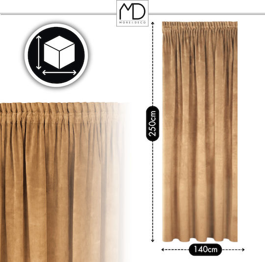 More&Deco Κουρτίνα Συσκότισης με Τρέσα Beige 140x250εκ.