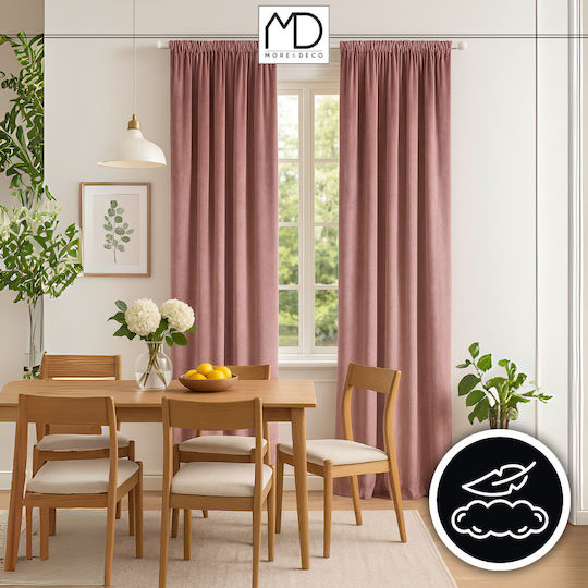 More&Deco Blackout Curtain With Pencil Pleat Drape Dusty Pink 140x250cm